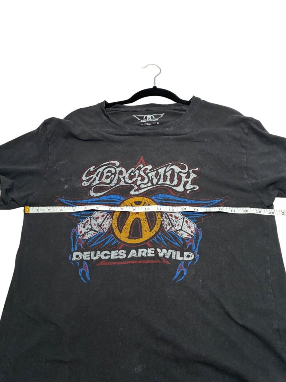 Aerosmith Deuces Are Wild Graphic Band Tee Black Distressed Vintage Style Medium — image 6 of 8